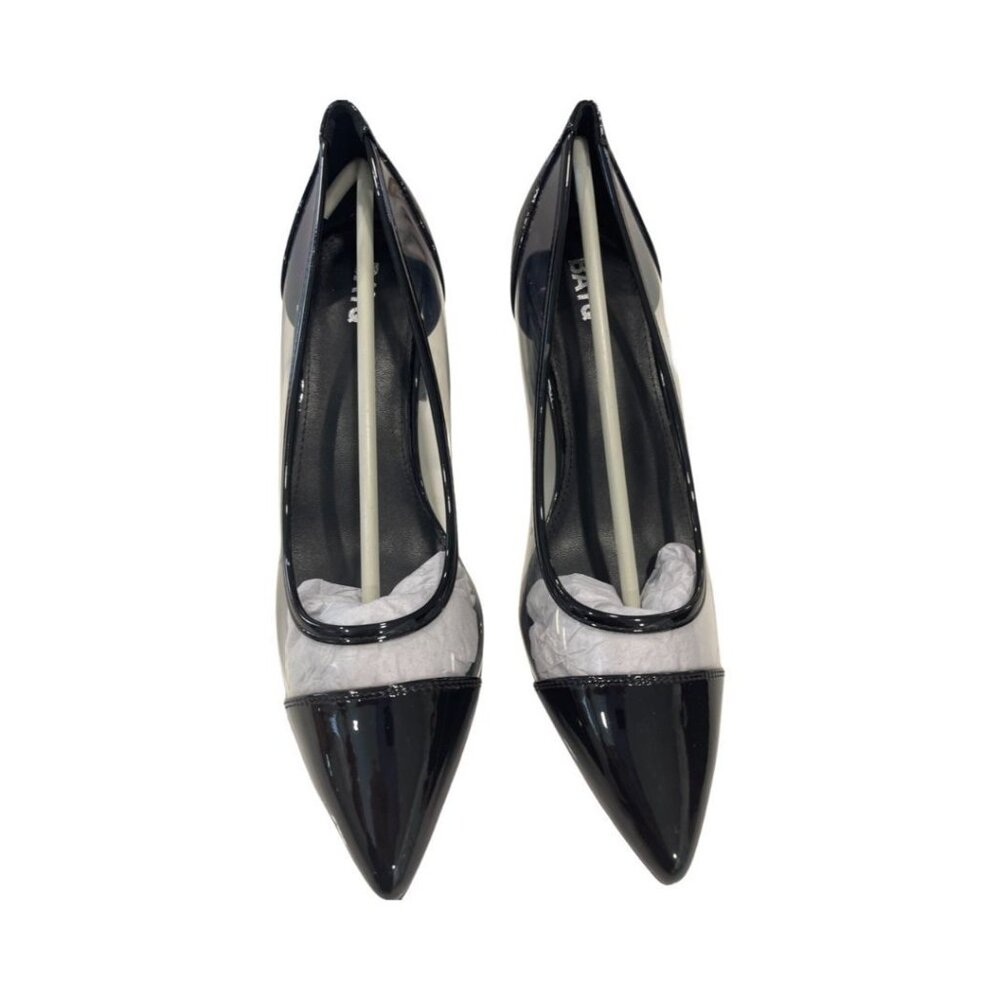 Bayq Black and Clear Chunky Heels